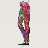 Waterverf Red Groovy Abstract Retro vloeistof Leggings (Links)