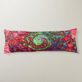 Waterverf Red Groovy Abstract Retro vloeistof Lichaamskussen (Achterkant)