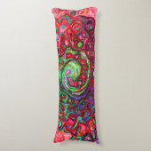 Waterverf Red Groovy Abstract Retro vloeistof Lichaamskussen (Voorkant Verticaal)