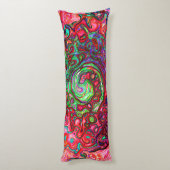 Waterverf Red Groovy Abstract Retro vloeistof Lichaamskussen (Achterkant (Verticaal))