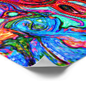 Waterverf Red Groovy Abstract Retro vloeistof Poster (Hoek)