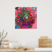 Waterverf Red Groovy Abstract Retro vloeistof Poster (Keuken)