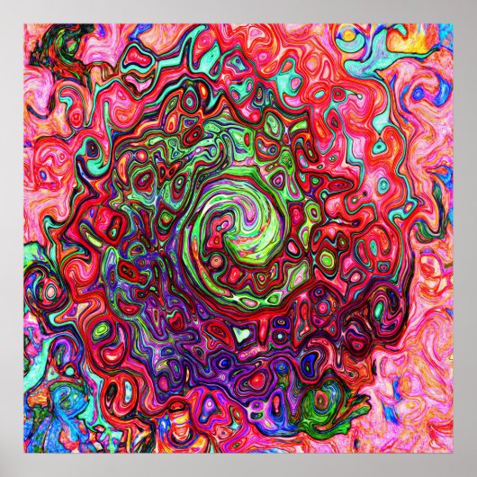 Waterverf Red Groovy Abstract Retro vloeistof Poster (Voorkant)