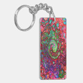 Waterverf Red Groovy Abstract Retro vloeistof Sleutelhanger (Voorkant Links)