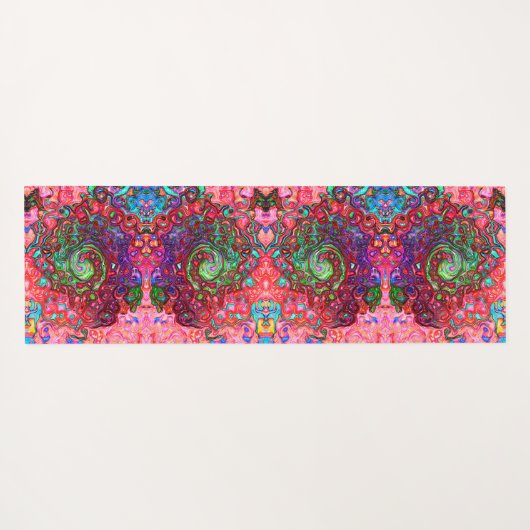 Waterverf Red Groovy Abstract Retro vloeistof Yogamat (Achterkant (horizontaal))