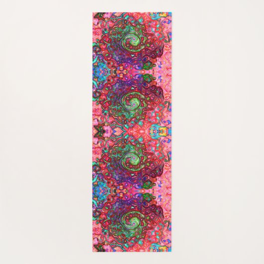 Waterverf Red Groovy Abstract Retro vloeistof Yogamat (Achterkant)