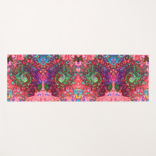 Waterverf Red Groovy Abstract Retro vloeistof Yogamat (Voorkant (horizontaal))