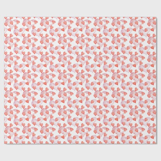 Waterverf Red Hearts Pattern Valentijnsdag Cadeaupapier (Vlak)