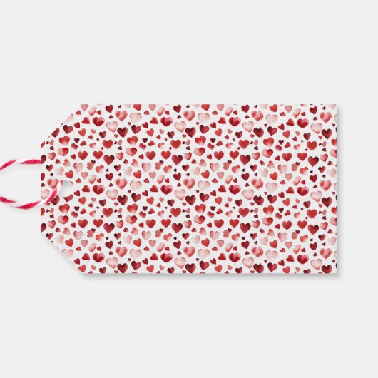 Waterverf Red Hearts Valentijnsdag Cadeaulabel (Achterkant Horizontaal)