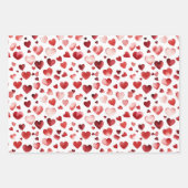 Waterverf Red Hearts Valentijnsdag Inpakpapier Vel (Voorkant 2)