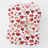 Waterverf Red Hearts Valentijnsdag Inpakpapier Vel (In situ)