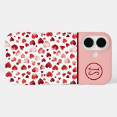 Waterverf Red Hearts Valentijnsdag Monogrammed Case-Mate iPhone Case (Achterkant (horizontaal))