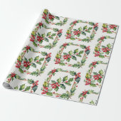 Waterverf Red Holly Berry Christmas Art Cadeaupapier (Uitgerold)