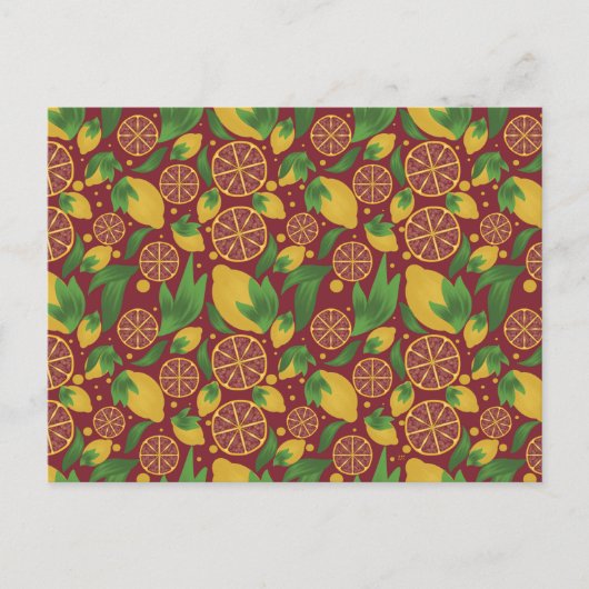 Waterverf Red Lemon Fruit Pattern Briefkaart (Voorkant)
