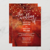 Waterverf RED Marsala GOLD Wedding Invitations Kaart (Voorkant / Achterkant)
