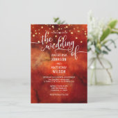 Waterverf RED Marsala GOLD Wedding Invitations Kaart (Staand voorkant)