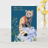 Waterverf Red Panda Afstuderen Kaart (Gele Bloem)