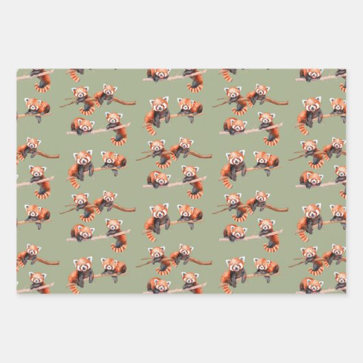 Waterverf Red Panda Beer Inpakpapier Vel (Voorkant 2)