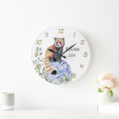 Waterverf Red Panda Kinder gepersonaliseerd Grote Klok (Huis)