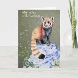 Waterverf Red Panda Sage Gold Afstuderen Kaart