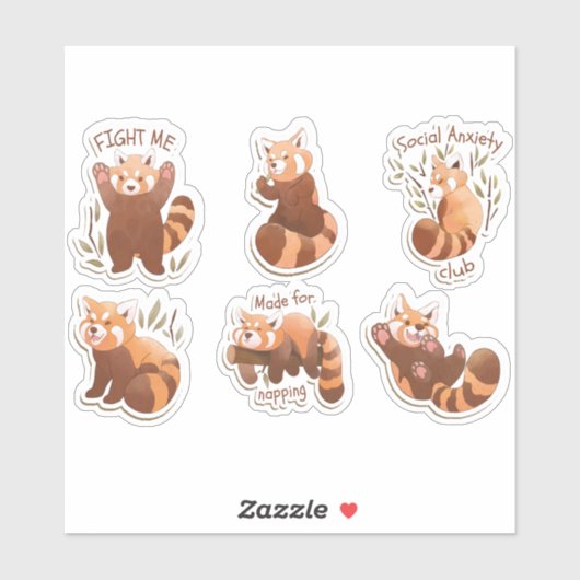 WATERVERF RED PANDA STICKERS SET (Vel)
