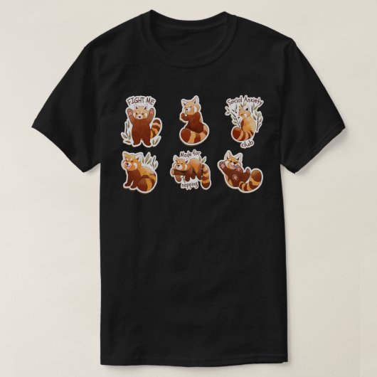 WATERVERF RED PANDA STICKERS SET T-SHIRT (Design voorkant)