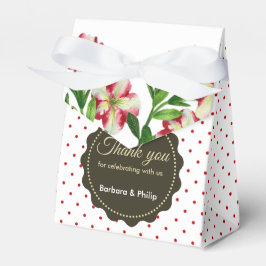 Waterverf Red Petunias Red White Polka Dots Bedankdoosjes