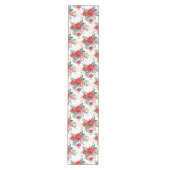 Waterverf Red Poinsettia Bouquet Holiday Patroon Medium Tafelloper (Voorkant)