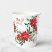 Waterverf Red Poinsettia Bouquet kerst  Papieren Bekers (Achterkant)