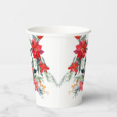 Waterverf Red Poinsettia Bouquet kerst  Papieren Bekers (Rechts)