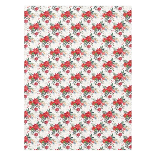 Waterverf Red Poinsettia Bouquet kerst Tafelkleed (Voorkant)