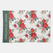 Waterverf Red Poinsettia Bouquet kerst Theedoek (Horizontaal)