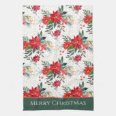 Waterverf Red Poinsettia Bouquet kerst Theedoek (Verticaal)