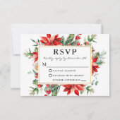 Waterverf Red Poinsettia Floral Wedding RSVP Kaartje (Voorkant)