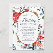 Waterverf Red Poinsettia Holiday Open House Kaart (Voorkant)