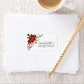 Waterverf Red Poinsettia Holly Return Address Etiket (Insitu)