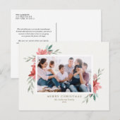  Waterverf Red Poinsettia kerstfoto Feestdagenkaart (Voorkant / Achterkant)