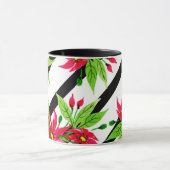 Waterverf Red Poinsettia Kerstmis Modern Patroon Mok (Midden)