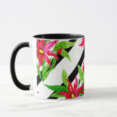 Waterverf Red Poinsettia Kerstmis Modern Patroon Mok (Links)