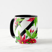 Waterverf Red Poinsettia Kerstmis Modern Patroon Mok (Voorkant links)