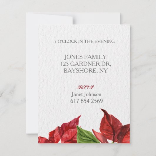 waterverf red pointsetter voor kerstfeest kaart (Achterkant)