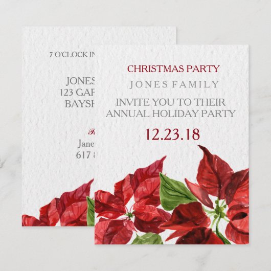 waterverf red pointsetter voor kerstfeest kaart (Voorkant / Achterkant)