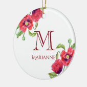 Waterverf Red Poppies Floral Art Monogram Keramisch Ornament (Links)