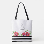 Waterverf Red Poppies Floral Art Monogram Tote Bag (Achterkant)
