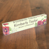 Waterverf Red Poppies Floral Illustration Kantoor Naambordje (Zijkant)