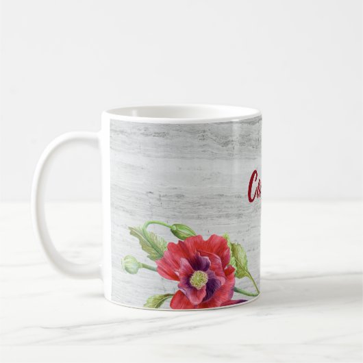 Waterverf Red Poppies Floral Illustration Koffiemok (Links)