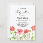 Waterverf Red Poppies Garden Baby shower Kaart (Voorkant)