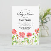 Waterverf Red Poppies Garden Baby shower Kaart (Staand voorkant)