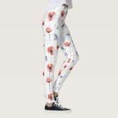 Waterverf Red Poppies Patroon op wit Leggings (Rechts)