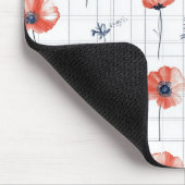 Waterverf Red Poppies Patroon op wit Muismat (Hoek)